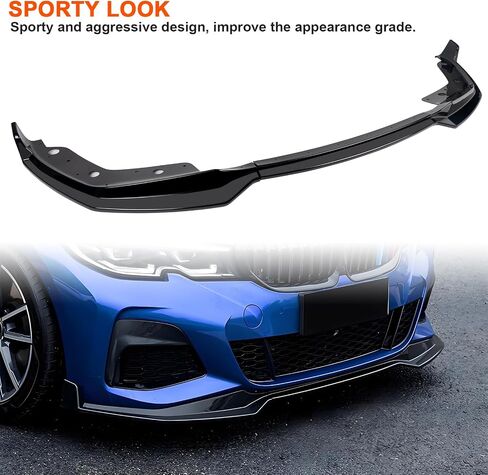 سبويلر أمامي مناسب لسيارة BMW G20 G28 M Sport 3 Series Sedan، 330i 330e M340i، مقسم الشفاه الأمامي، أسود لامع in Saudi Arabia