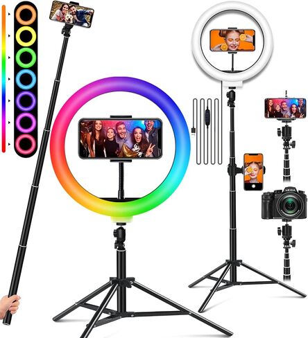 Selfie Ring Light with Stand and Phone Holder, RGB 10'' Ringlight for Photography/YouTube/Video Recording/Vlogs/Makeup/Live Stream/TikTok in Saudi Arabia