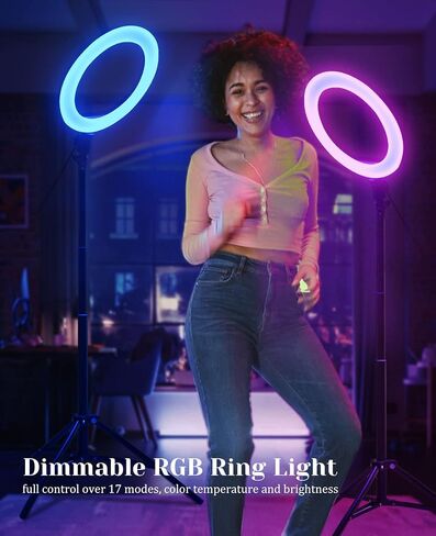 Selfie Ring Light with Stand and Phone Holder, RGB 10'' Ringlight for Photography/YouTube/Video Recording/Vlogs/Makeup/Live Stream/TikTok in Saudi Arabia