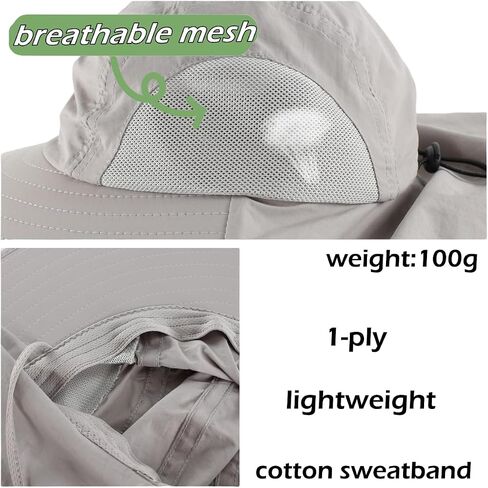 LLmoway Wide Brim Sun Hat with Neck Flap for Men Women Summer Outdoor UV Protection Breathable Fishing Hats with Strap in Saudi Arabia
