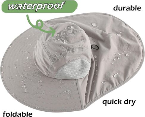 LLmoway Wide Brim Sun Hat with Neck Flap for Men Women Summer Outdoor UV Protection Breathable Fishing Hats with Strap in Saudi Arabia
