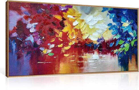 HOURIA مجردة مؤطرة قماش جدار الفن المطبوعات، 20 "X40" لوحة حائط مجردة مزخرفة، ديكور جدار تجريدي حديث محايد، عمل فني تجريدي كبير لغرفة المعيشة، غرفة النوم، المكتب، غرفة الطعام in Kuwait