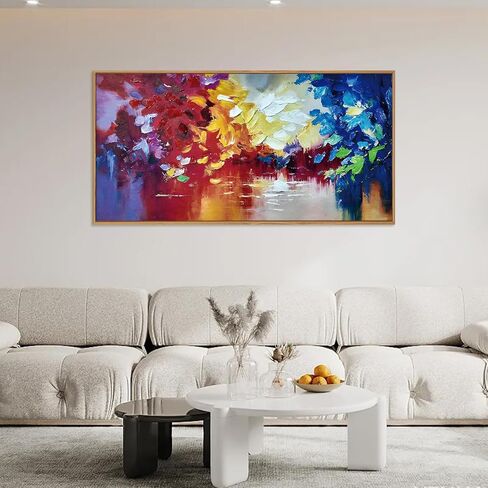 HOURIA مجردة مؤطرة قماش جدار الفن المطبوعات، 20 "X40" لوحة حائط مجردة مزخرفة، ديكور جدار تجريدي حديث محايد، عمل فني تجريدي كبير لغرفة المعيشة، غرفة النوم، المكتب، غرفة الطعام in Kuwait