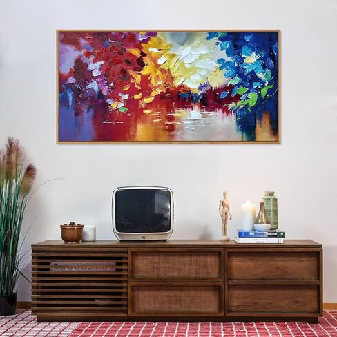 HOURIA مجردة مؤطرة قماش جدار الفن المطبوعات، 20 "X40" لوحة حائط مجردة مزخرفة، ديكور جدار تجريدي حديث محايد، عمل فني تجريدي كبير لغرفة المعيشة، غرفة النوم، المكتب، غرفة الطعام in Kuwait