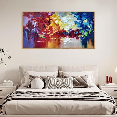 HOURIA مجردة مؤطرة قماش جدار الفن المطبوعات، 20 "X40" لوحة حائط مجردة مزخرفة، ديكور جدار تجريدي حديث محايد، عمل فني تجريدي كبير لغرفة المعيشة، غرفة النوم، المكتب، غرفة الطعام in Kuwait