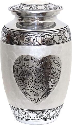 hlc urns Heart Cremation Urn - جرة جنازة للرماد البشري - جرة الدفن مع نقش مفصل - 100٪ ألومنيوم - حجم كبير للبالغين يصل إلى 200 رطل in Kuwait