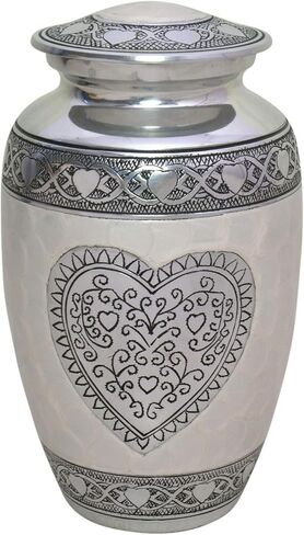 hlc urns Heart Cremation Urn - جرة جنازة للرماد البشري - جرة الدفن مع نقش مفصل - 100٪ ألومنيوم - حجم كبير للبالغين يصل إلى 200 رطل in Kuwait