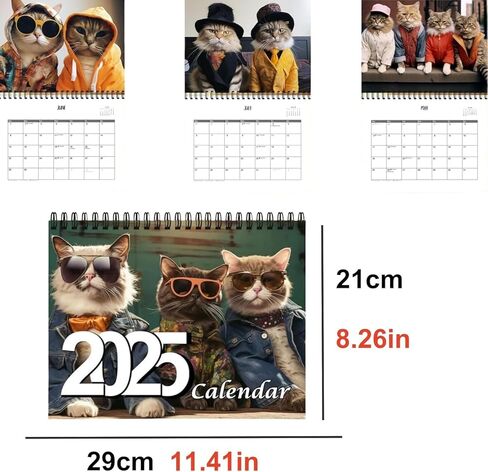 2025 Stylish Cats Calendar，2025 Wall Calendar，Cat Calendar， Funny Wall Calendar - Cat-Themed Home Decoration， Cat Fashion Calendar For Cat Lover in Kuwait