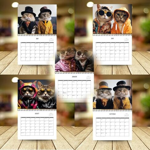2025 Stylish Cats Calendar，2025 Wall Calendar，Cat Calendar， Funny Wall Calendar - Cat-Themed Home Decoration， Cat Fashion Calendar For Cat Lover in Kuwait