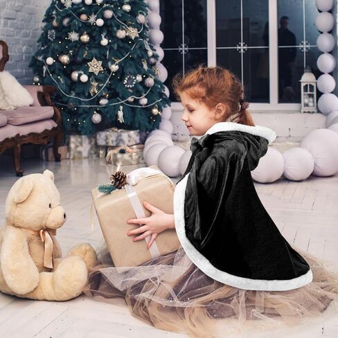 Unittype Winter Fur Princess Hooded Cape Cloak Costume Princess Dress up for Girls Kids Toddlers Birthday Party Cosplay in Kuwait