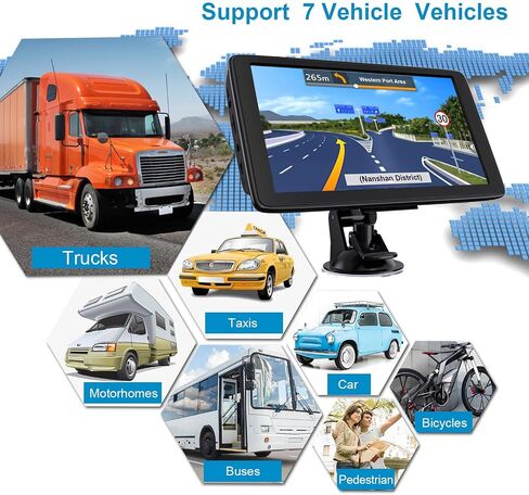 GPS Navigation for Car Truck via Satellite,7inch Touch Screen Built-in Hifi SPK Voice Broadcast, Truck GPS Professional Mode,2024 Latest Free Maps Update North America in Saudi Arabia