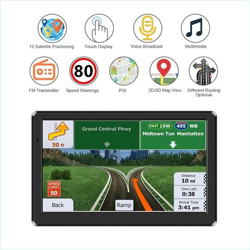 GPS Navigation for Car Truck via Satellite,7inch Touch Screen Built-in Hifi SPK Voice Broadcast, Truck GPS Professional Mode,2024 Latest Free Maps Update North America in Saudi Arabia