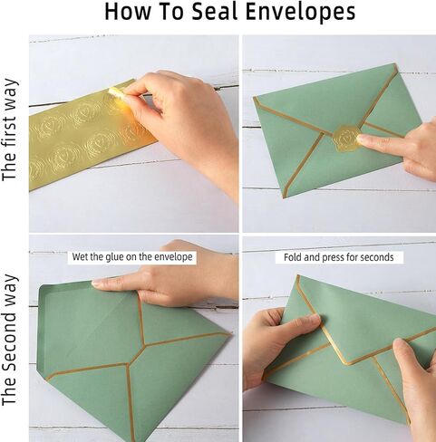 50 Pieces A7 Envelopes with Gold Border, 5.24 x 7.21 Inches Envelopes with Gold Stickers for Greeting Cards and Invitation (Sage Green, A7-5x7) in Saudi Arabia