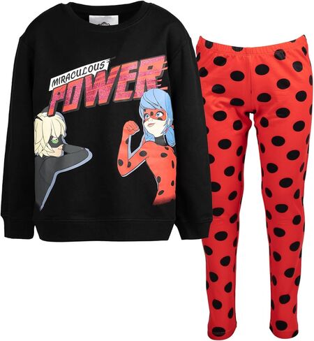 مجموعة ملابس من Miraculous Cat Noir Ladybug Girls French Terry سويت شيرت وبنطال ضيق من الأطفال الصغار إلى الأطفال الكبار in Kuwait
