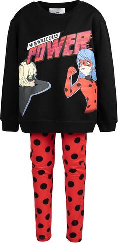 مجموعة ملابس من Miraculous Cat Noir Ladybug Girls French Terry سويت شيرت وبنطال ضيق من الأطفال الصغار إلى الأطفال الكبار in Kuwait
