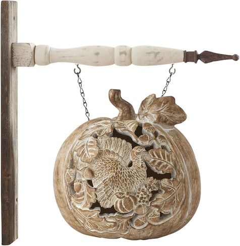 K&K Interiors 41214A-AR 7 بوصة من الراتنج المطلي باللون الأبيض بمظهر خشبي مقطوع واستبدال سهم اليقطين in Kuwait