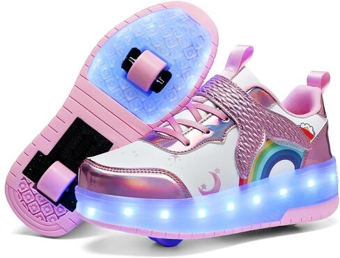 Nsasy Girls Boys Roller Shoes with LED Light Up Wheels Sneakers Kids Roller Skates Shoes for Kids for Children in Kuwait