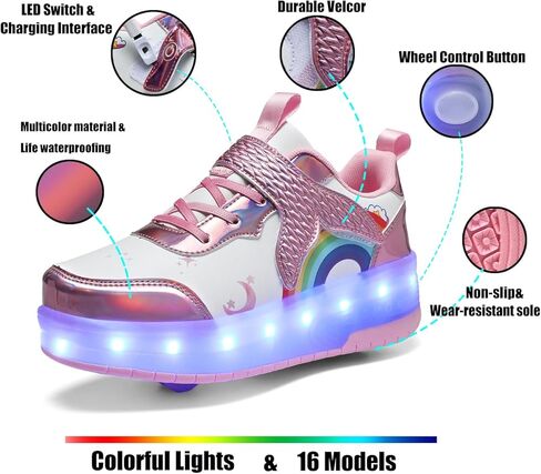 Nsasy Girls Boys Roller Shoes with LED Light Up Wheels Sneakers Kids Roller Skates Shoes for Kids for Children in Kuwait