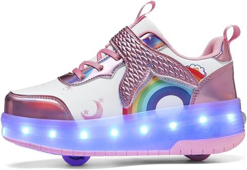 Nsasy Girls Boys Roller Shoes with LED Light Up Wheels Sneakers Kids Roller Skates Shoes for Kids for Children in Kuwait