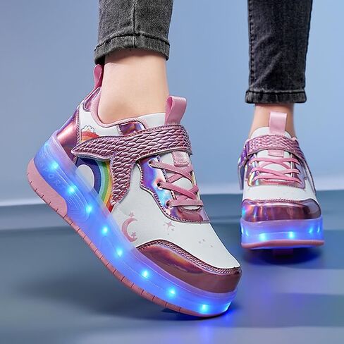Nsasy Girls Boys Roller Shoes with LED Light Up Wheels Sneakers Kids Roller Skates Shoes for Kids for Children in Kuwait