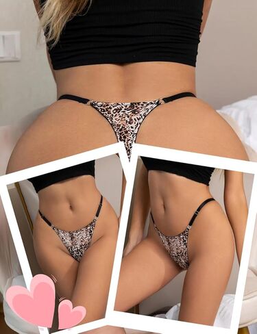 Comeondear g-سلسلة سيور للنساء حجم كبير بيكيني نسائي سراويل مثير منخفضة الارتفاع ليوبارد طباعة T-الظهر ثونغ الملابس الداخلية in Saudi Arabia