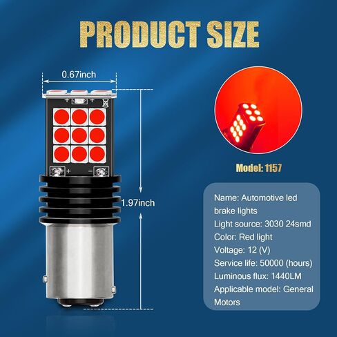2 قطعة 1157 سيارة LED استبدال ضوء الفرامل، مصابيح إضاءة السيارة فائقة السطوع ومقاومة للماء، ملحقات لمبات الإضاءة الخلفية للسيارات العالمية 3030 24SMD لشاحنة سيارات الدفع الرباعي (الضوء الأحمر) in Saudi Arabia