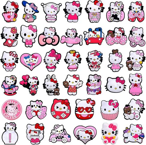 25,40 قطعة من سحر أحذية كيتي اللطيفة للفتيات التمساح، إكسسوارات ساحرة من الفخار Kawaii الوردي لتزيين سوار معصم أطفال التمساح، هدايا للحفلات. in Kuwait