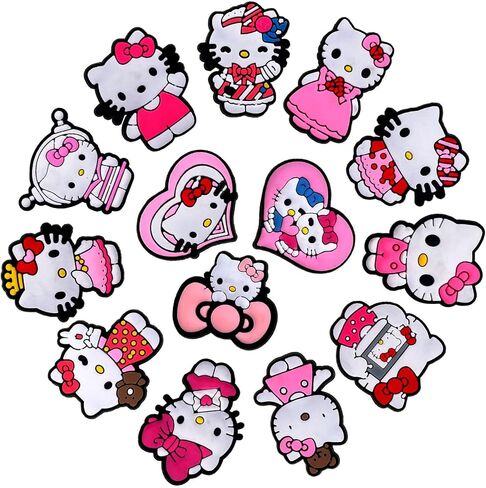 25,40 قطعة من سحر أحذية كيتي اللطيفة للفتيات التمساح، إكسسوارات ساحرة من الفخار Kawaii الوردي لتزيين سوار معصم أطفال التمساح، هدايا للحفلات. in Kuwait