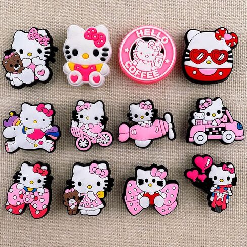 25,40 قطعة من سحر أحذية كيتي اللطيفة للفتيات التمساح، إكسسوارات ساحرة من الفخار Kawaii الوردي لتزيين سوار معصم أطفال التمساح، هدايا للحفلات. in Kuwait