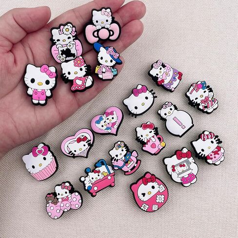 25,40 قطعة من سحر أحذية كيتي اللطيفة للفتيات التمساح، إكسسوارات ساحرة من الفخار Kawaii الوردي لتزيين سوار معصم أطفال التمساح، هدايا للحفلات. in Kuwait