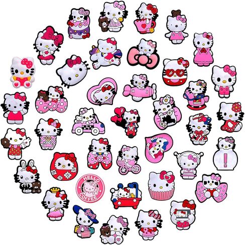25,40 قطعة من سحر أحذية كيتي اللطيفة للفتيات التمساح، إكسسوارات ساحرة من الفخار Kawaii الوردي لتزيين سوار معصم أطفال التمساح، هدايا للحفلات. in Kuwait
