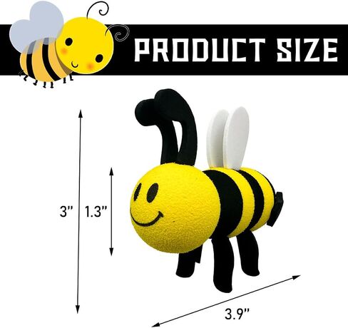 Bee Car Antenna Toppers، سقف السيارة جميل الوجه تلعثم النحل كرات الهوائي ملصقات الديكور، EVA مضحك لطيف العسل قبعة هوائي النحل للمركبات، اكسسوارات السيارات العالمية (الأزرق، وميض) in Saudi Arabia