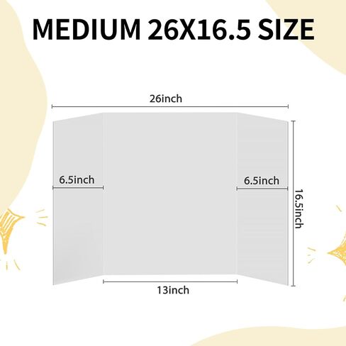 4PCS Medium Trifold Poster Boards 26x16.5 inches，White Corrugated Presentation Boards with Double Sided Tapes and Cardboard for Presentations,Projects,Booths,Science Fairs,as Well as Offices in Saudi Arabia