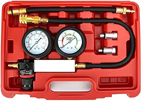 Cylinder Leakage Detector, Dual Pressure Gauges Engine Compression Leakdown Detector Tester Kit for Piston, Valve, Head Gasket Diagnosis Leakage Test Set, with Spark Plugs in Saudi Arabia