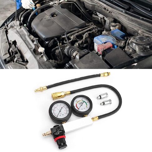 Cylinder Leakage Detector, Dual Pressure Gauges Engine Compression Leakdown Detector Tester Kit for Piston, Valve, Head Gasket Diagnosis Leakage Test Set, with Spark Plugs in Saudi Arabia