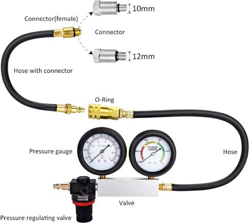 Cylinder Leakage Detector, Dual Pressure Gauges Engine Compression Leakdown Detector Tester Kit for Piston, Valve, Head Gasket Diagnosis Leakage Test Set, with Spark Plugs in Saudi Arabia
