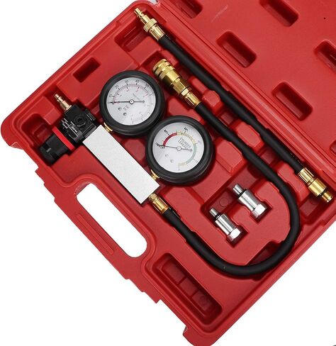 Cylinder Leakage Detector, Dual Pressure Gauges Engine Compression Leakdown Detector Tester Kit for Piston, Valve, Head Gasket Diagnosis Leakage Test Set, with Spark Plugs in Saudi Arabia