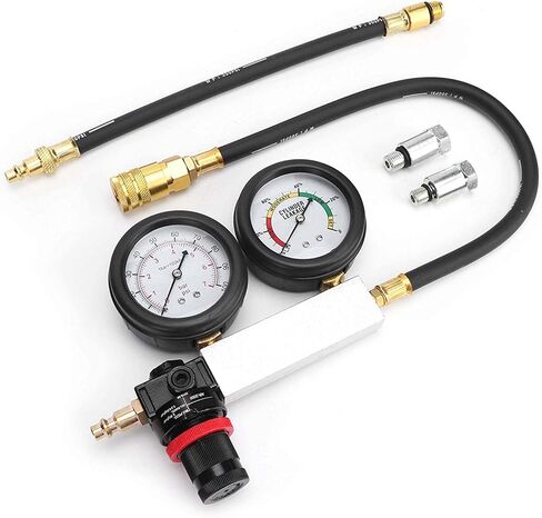 Cylinder Leakage Detector, Dual Pressure Gauges Engine Compression Leakdown Detector Tester Kit for Piston, Valve, Head Gasket Diagnosis Leakage Test Set, with Spark Plugs in Saudi Arabia