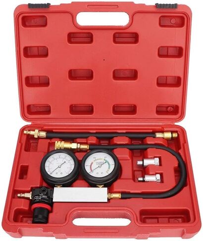 Cylinder Leakage Detector, Dual Pressure Gauges Engine Compression Leakdown Detector Tester Kit for Piston, Valve, Head Gasket Diagnosis Leakage Test Set, with Spark Plugs in Saudi Arabia