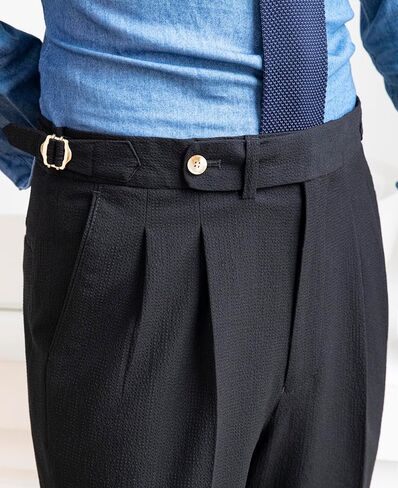 الرجال الربيع/الصيف رقيقة نمط فقاعة النسيج الكلاسيكية Gurkha نابولي السراويل النمط الإيطالي لا حزام المطلوبة فستان السراويل in Kuwait