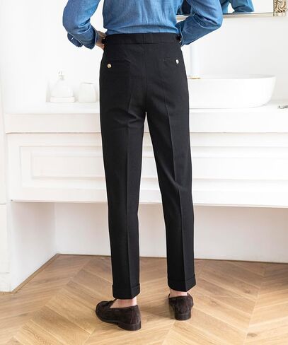 الرجال الربيع/الصيف رقيقة نمط فقاعة النسيج الكلاسيكية Gurkha نابولي السراويل النمط الإيطالي لا حزام المطلوبة فستان السراويل in Kuwait