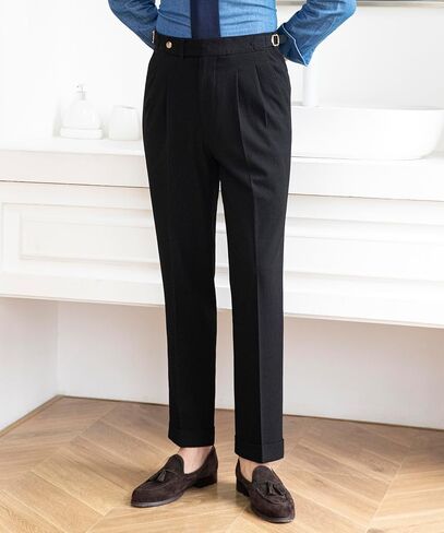 الرجال الربيع/الصيف رقيقة نمط فقاعة النسيج الكلاسيكية Gurkha نابولي السراويل النمط الإيطالي لا حزام المطلوبة فستان السراويل in Kuwait