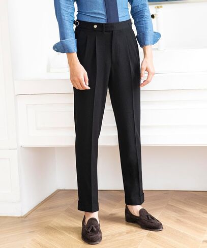 الرجال الربيع/الصيف رقيقة نمط فقاعة النسيج الكلاسيكية Gurkha نابولي السراويل النمط الإيطالي لا حزام المطلوبة فستان السراويل in Kuwait