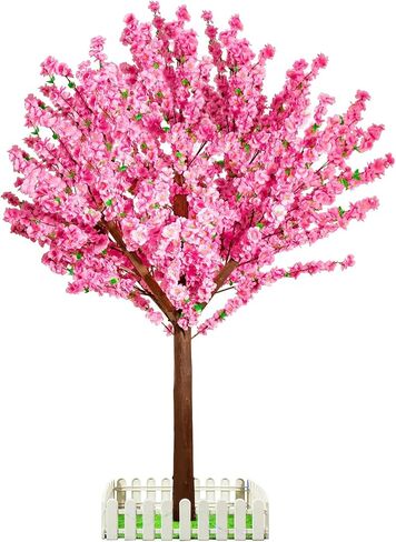 Artificial Trees for Indoor Decor: Handmade Natural Faux Peach Blossom Tree, 5FT Tall Fake Plants Outdoor with Wood Trunk and Pink Flowers for Party Wedding Christmas Home Decor in Saudi Arabia