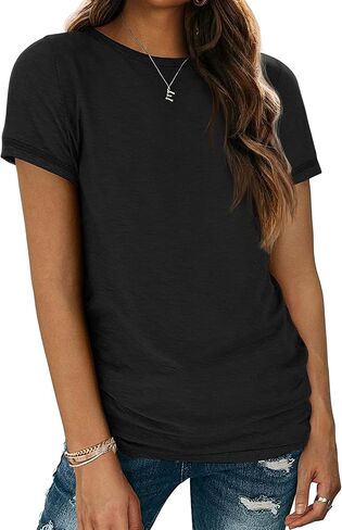ATHMILE Womens Short Sleeve Round Neck Shirts Summer Top Fashion Basic Tee in Saudi Arabia