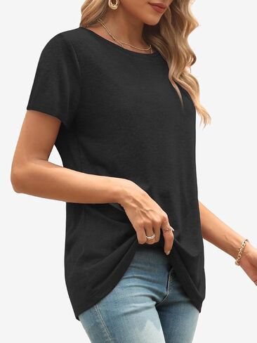 ATHMILE Womens Short Sleeve Round Neck Shirts Summer Top Fashion Basic Tee in Saudi Arabia