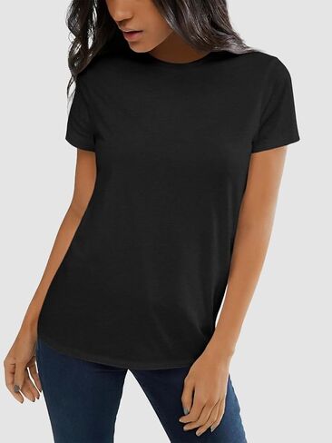 ATHMILE Womens Short Sleeve Round Neck Shirts Summer Top Fashion Basic Tee in Saudi Arabia