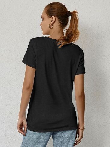 ATHMILE Womens Short Sleeve Round Neck Shirts Summer Top Fashion Basic Tee in Saudi Arabia