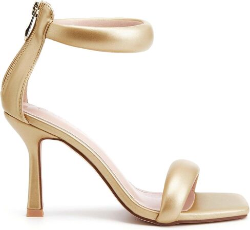Coutgo Womens One Strap Sandals Square Toe Stiletto Heels Dress Shoes | 3.54-Inch High Heel, Open Toe, Ankle Strap, Back Zipper, Summer, Wedding, Party, Work, Casual in Saudi Arabia