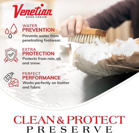 Venetian Foam Shoe Cleaner - 6 Oz Sneaker Cleaner Foam - Instant Sneaker Cleaner Spray - Multi-Purpose Foam Cleaner for Boots, Sneakers, and Shoes - Cleans & Protects- 6oz Made in USA in Kuwait